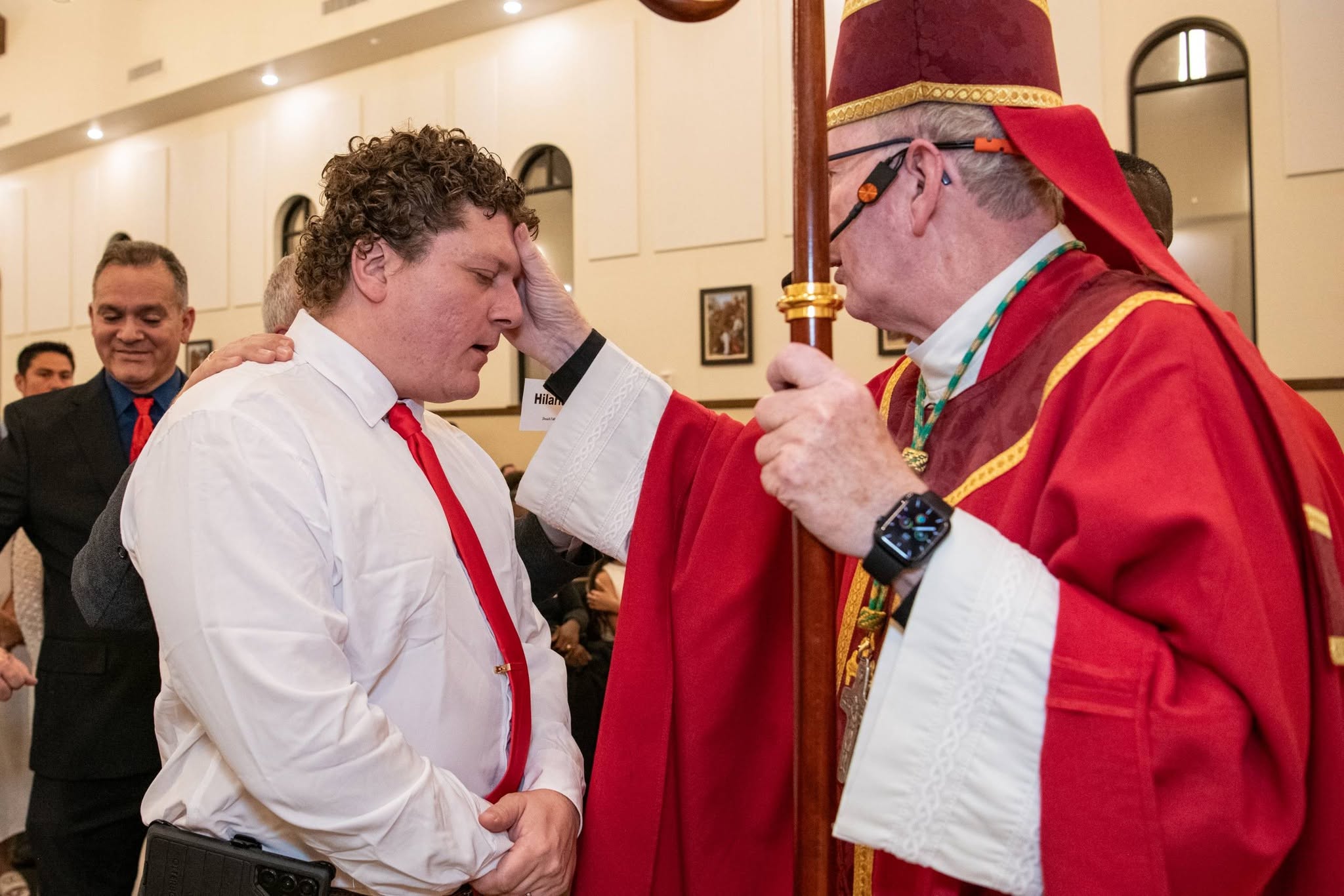 Derrick Oehler receiving the Sacrament of Confirmation
