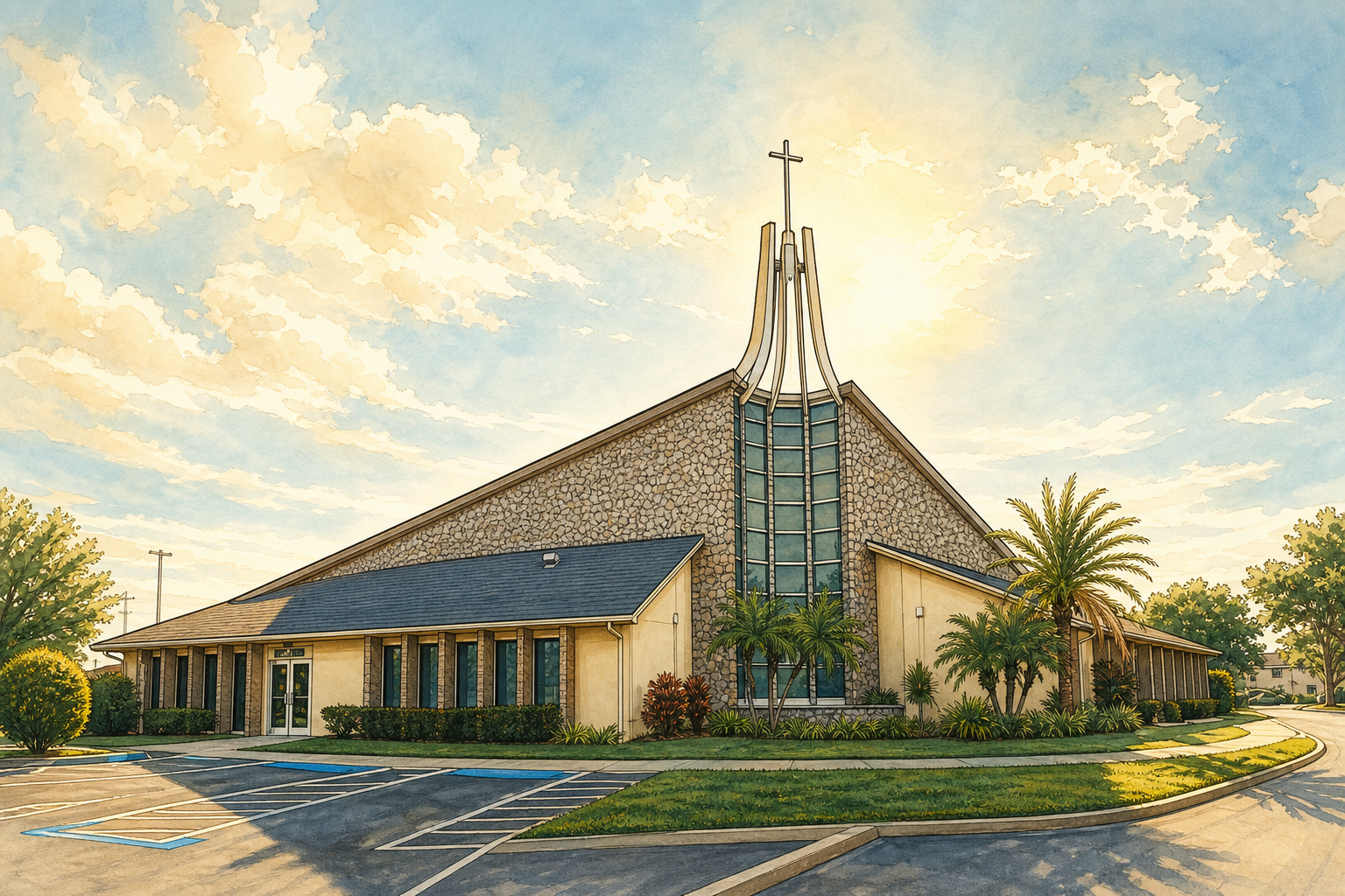 Illustration of Holy Redeemer Catholic Church in Kissimmee