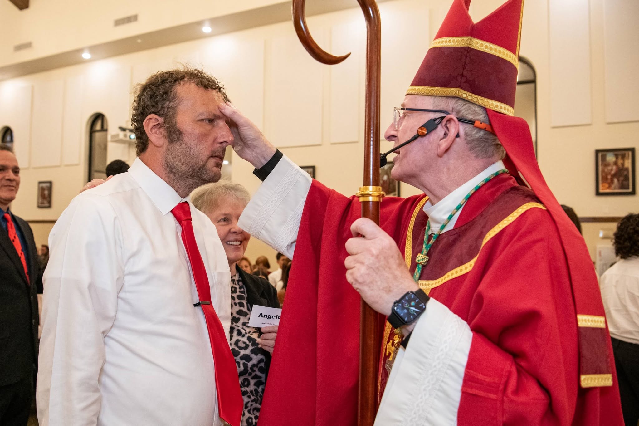 Richard Oehler receiving the Sacrament of Confirmation